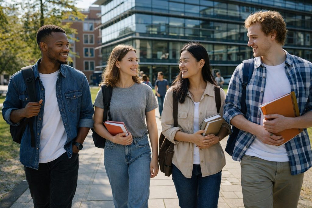 International students walking on German university campus DAAD scholarship Nigeria