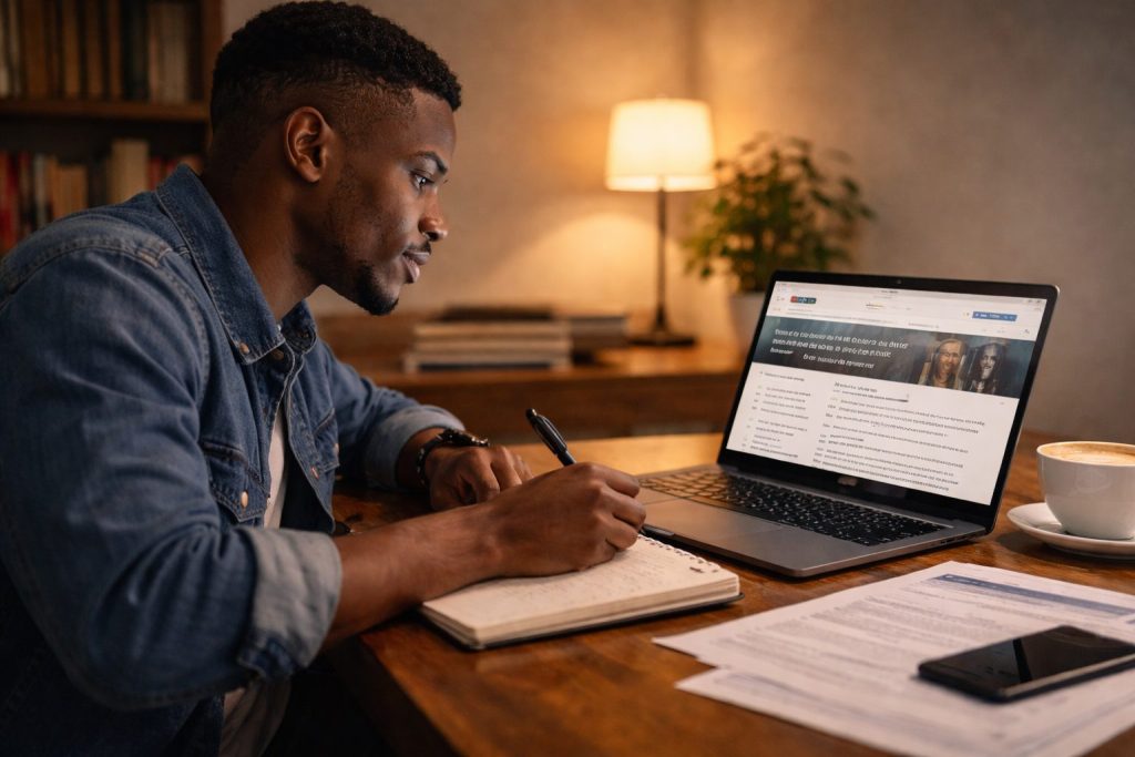 Nigerian student researching DAAD scholarship opportunities to study in Germany