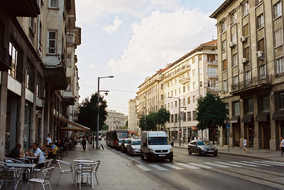 Sofia Bulgaria street scene with trams and cafés showing Bulgaria travel cost 2026