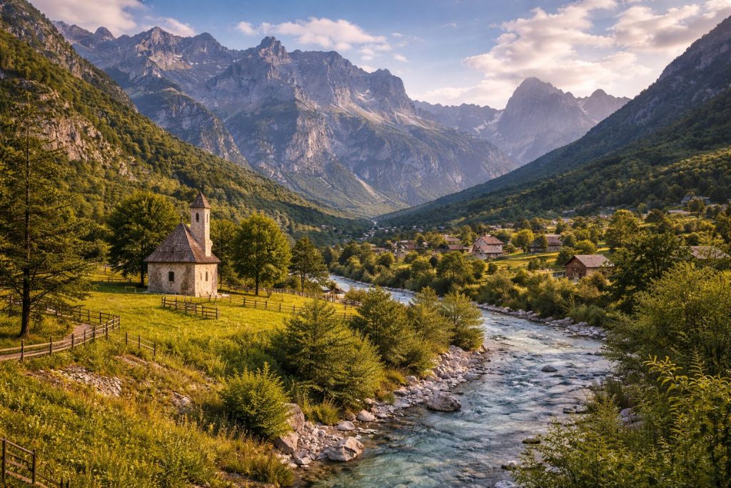 Theth Albania Albanian Alps mountain valley hiking budget travel